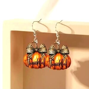 New Pumpkin Dangle Earrings Thankful Thanksgiving Women